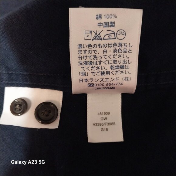 Lands End Mens Long Sleeve Button-Down Shirt Size L 100% Cotton Navy Blue - Picture 7 of 7